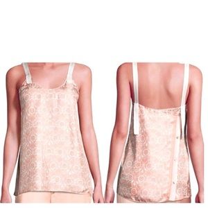 $345 Helmut Lang Silk Tank XS Vintage Italian Ornamental Peach Unfinished Straps